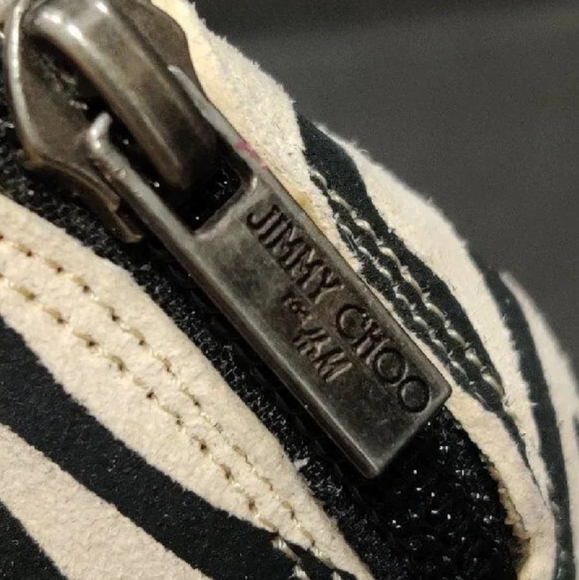 Jimmy Choo For H&M Suede Zebra Print With Studs & Rhinestones Stilettos Size 37 - Picture 8 of 12